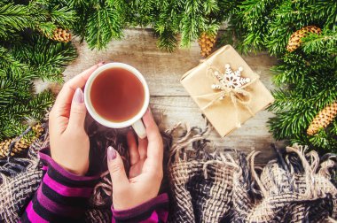 Noel arka plan. Seçici odak. 