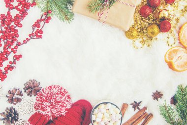 Noel arka plan. Seçici odak. 