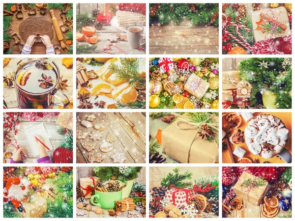 Koláž Vánoční Obrázky — Stock fotografie