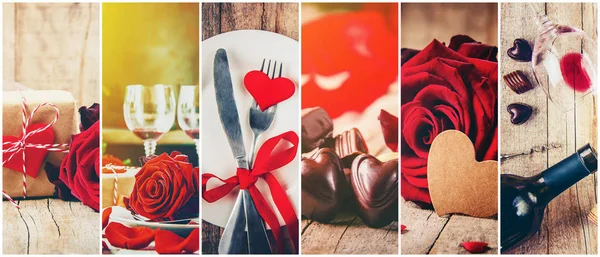 Collage Love Romance Selective Focus — Stock Photo, Image