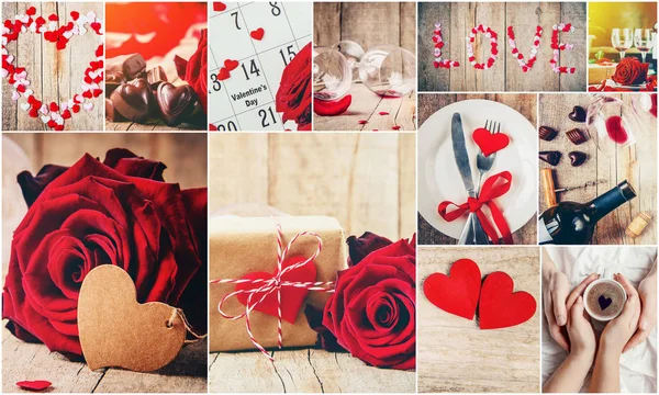 Kollázs Szeretet Romantika Szelektív Összpontosít — Stock Fotó