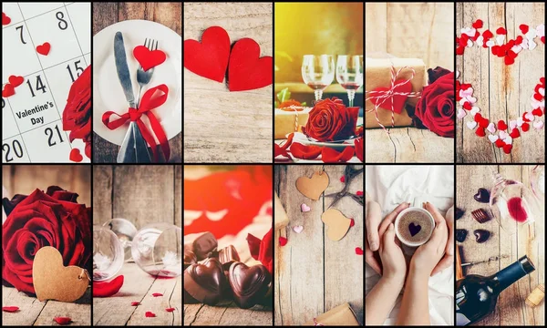 Collage Aus Liebe Und Romantik Selektiver Fokus — Stockfoto