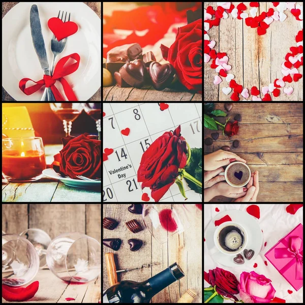 Collage Aus Liebe Und Romantik Selektiver Fokus — Stockfoto