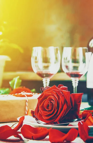 Cena Romántica Para Amado Enfoque Selectivo —  Fotos de Stock