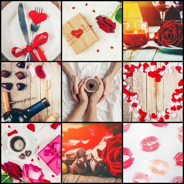 Collage Aus Liebe Und Romantik Selektiver Fokus — Stockfoto