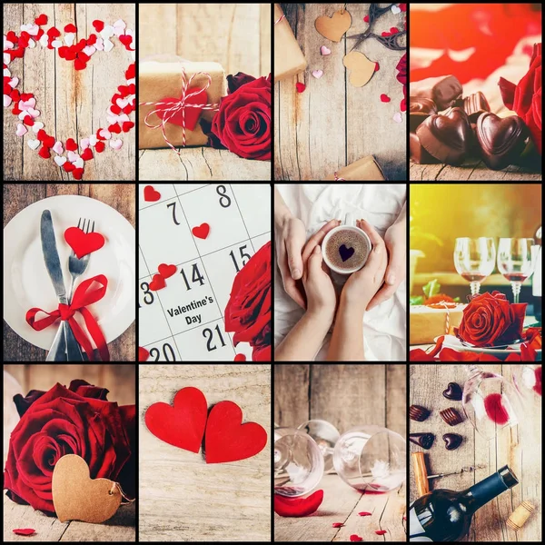Kollázs Szeretet Romantika Szelektív Összpontosít — Stock Fotó