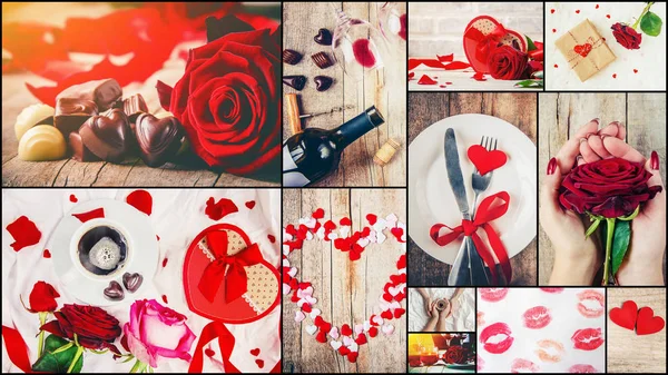 Collage Love Romance Selective Focus — Stock Photo, Image