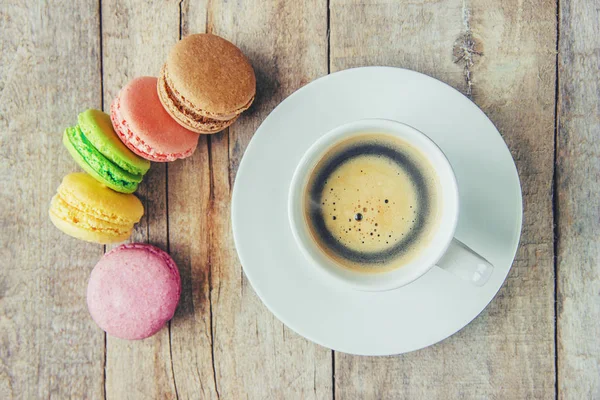 杏仁和咖啡早餐 选择性焦点 — 图库照片