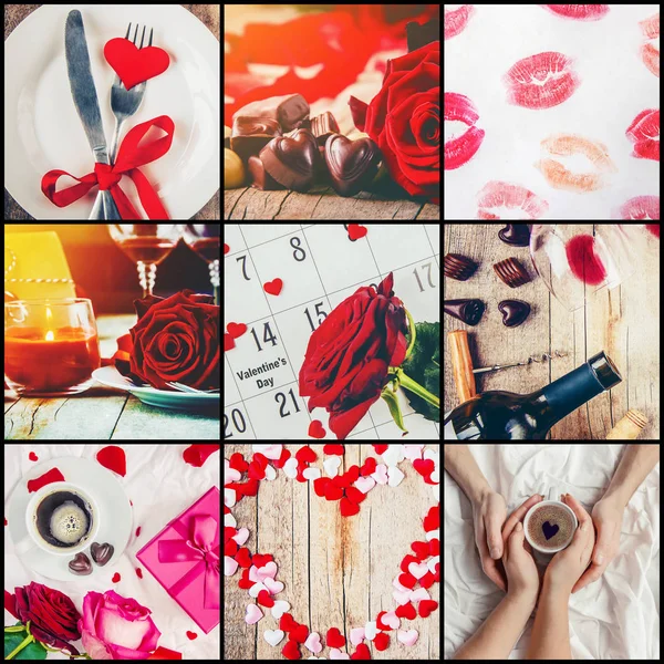 Collage Aus Liebe Und Romantik Selektiver Fokus — Stockfoto