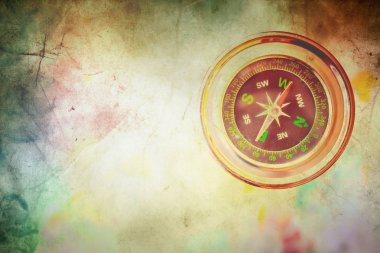 Pusula. Bir antika arka plan üzerinde. Seçici odak. 