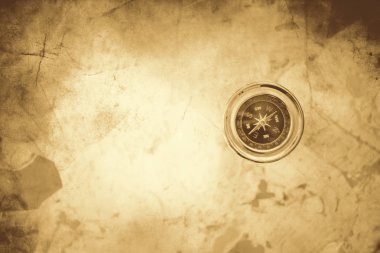 Pusula. Bir antika arka plan üzerinde. Seçici odak. 