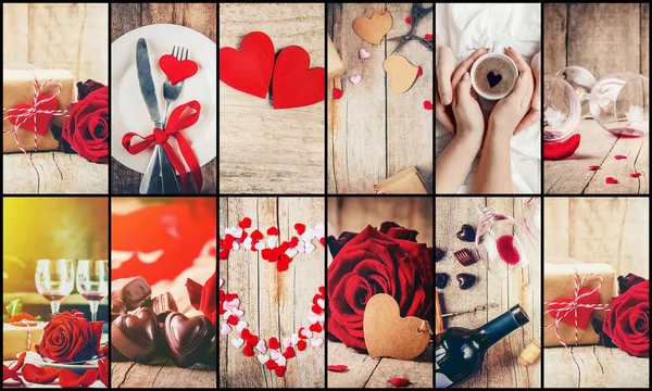 Collage Aus Liebe Und Romantik Selektiver Fokus — Stockfoto