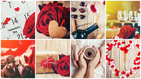 Collage Aus Liebe Und Romantik Selektiver Fokus — Stockfoto