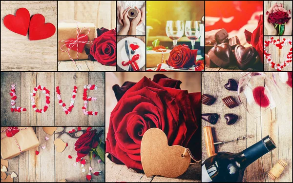 Collage Van Liefde Romantiek Selectieve Aandacht — Stockfoto