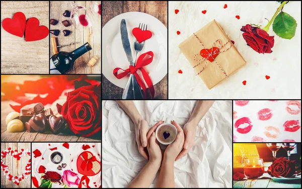 Collage Aus Liebe Und Romantik Selektiver Fokus — Stockfoto