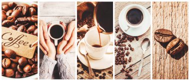 kahve birçok resim kolaj. 