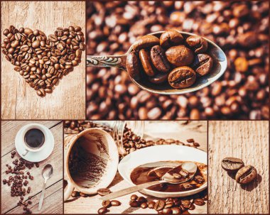 kahve birçok resim kolaj. 