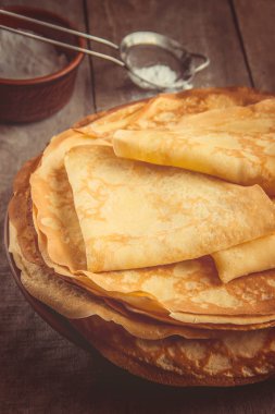 Krep ev yapımı. Krep. Seçici odak. 