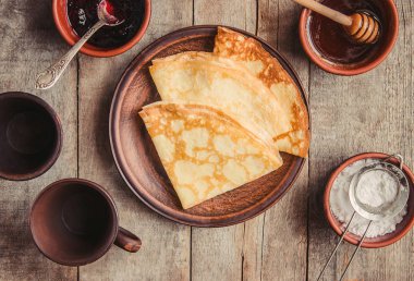 Krep ev yapımı. Krep. Seçici odak. 