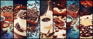 kahve birçok resim kolaj. 