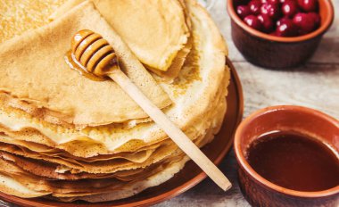 Krep ev yapımı. Krep. Seçici odak. 