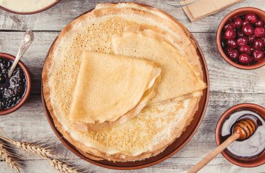 Krep ev yapımı. Krep. Seçici odak. 