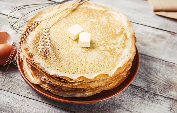 Crepes São Caseiros Panquecas Foco Seletivo — Fotografia de Stock