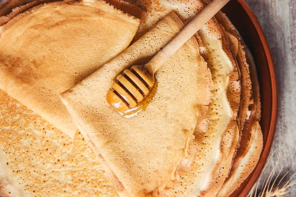 Crepes Homemade Pancakes Selective Focus — Stock Photo, Image