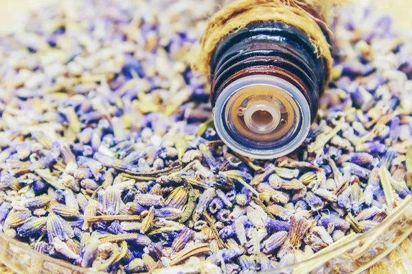 Lavanda Seca Óleo Essencial Foco Seletivo — Fotografia de Stock