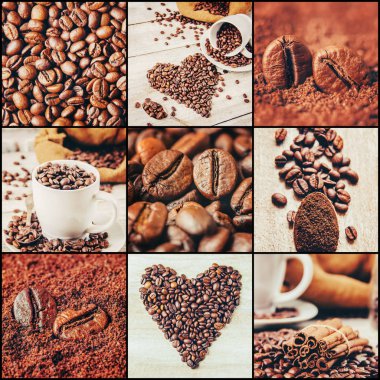 kahve birçok resim kolaj. 