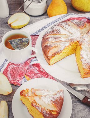 pasta ile armut. seçici odak. 