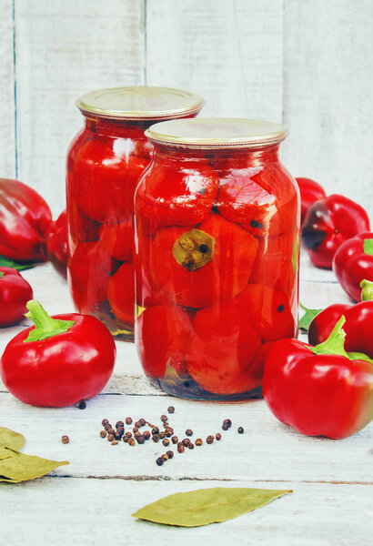 preservation of pepper. Selective focus.