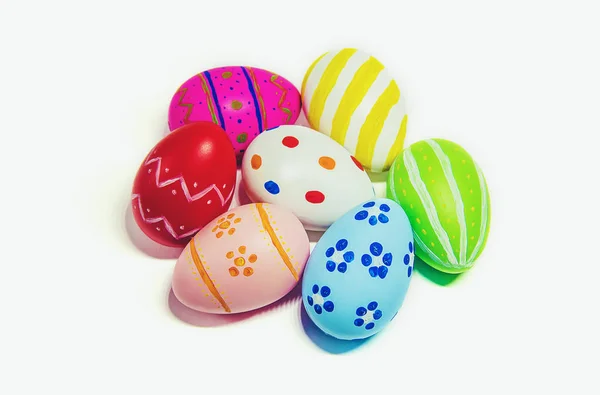 Perfect Easter Eggs Hand Made White Isolated Background Selective Focus — Stock Photo, Image