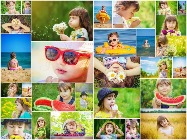 孩子们的拼贴夏天照片 — 图库照片