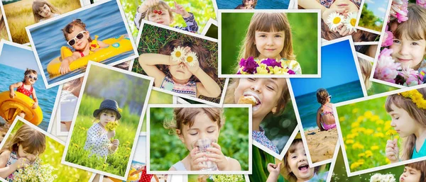 Детский Коллаж Летние Фотографии — стоковое фото