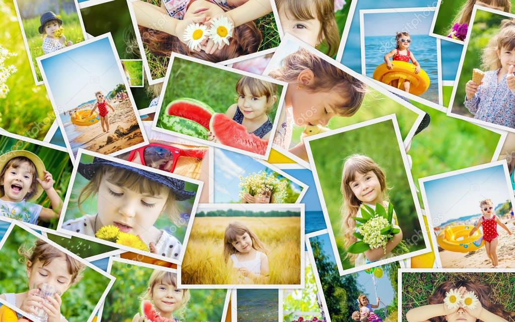 Children's collage summer photos. 