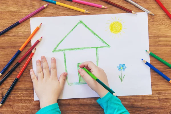 Ziehen Kinderhaus Familie Selektiver Fokus — Stockfoto