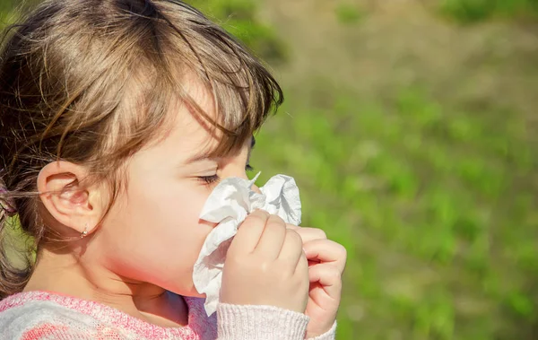 Alergia Estacional Niño Coryza Enfoque Selectivo — Foto de Stock