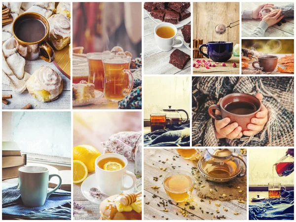 お茶のコラージュ 選択と集中 — ストック写真