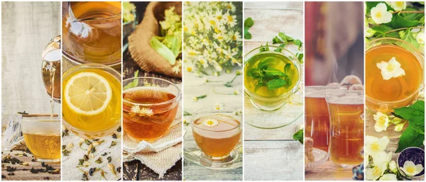 Collage Tea Selective Focus — Stock Photo, Image