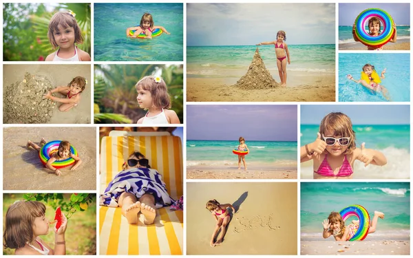 Children Collage Summer Photos — Stock Photo, Image