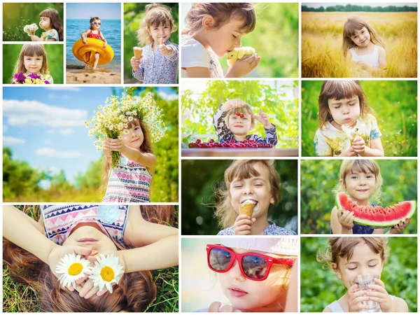 Детский Коллаж Летние Фотографии — стоковое фото