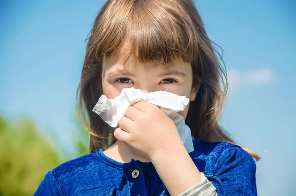 Seasonal Allergy Child Coryza Selective Focus — Stock Photo, Image