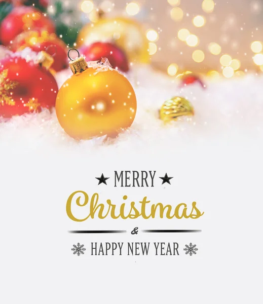Feliz Navidad y Feliz Año Nuevo, Fondo de la tarjeta de felicitación de las fiestas. Enfoque selectivo. — Foto de Stock