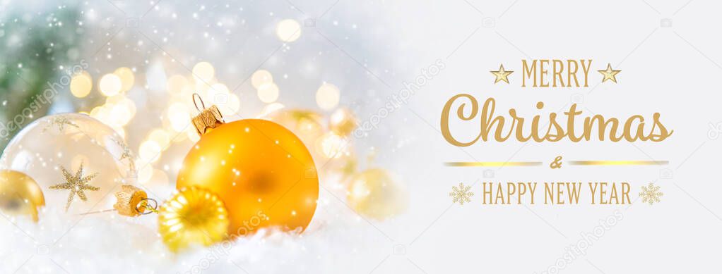 Merry Christmas and Happy New Year, Holidays greeting card background. Selective focus.