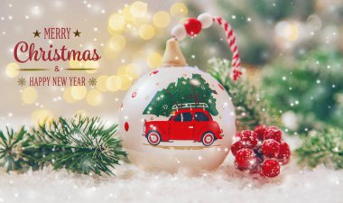 Dekorlu güzel bir Noel arkaplanı. Seçici odak.