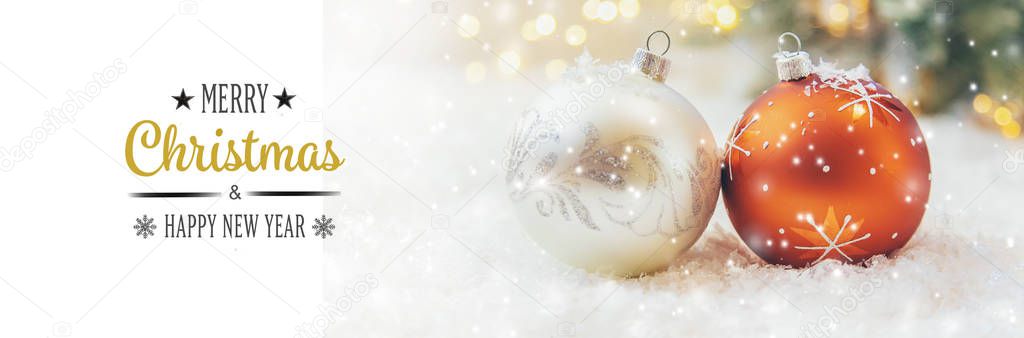 Beautiful christmas background with decor. Selective focus.