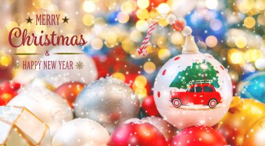 Dekorlu güzel bir Noel arkaplanı. Seçici odak.