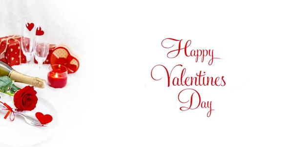 Valentine's Day. Beautiful background greeting card with a rose. Selective focus. — Stock Photo, Image