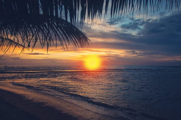 Pôr do sol no oceano. Sri Lanka. Foco seletivo . — Fotografia de Stock